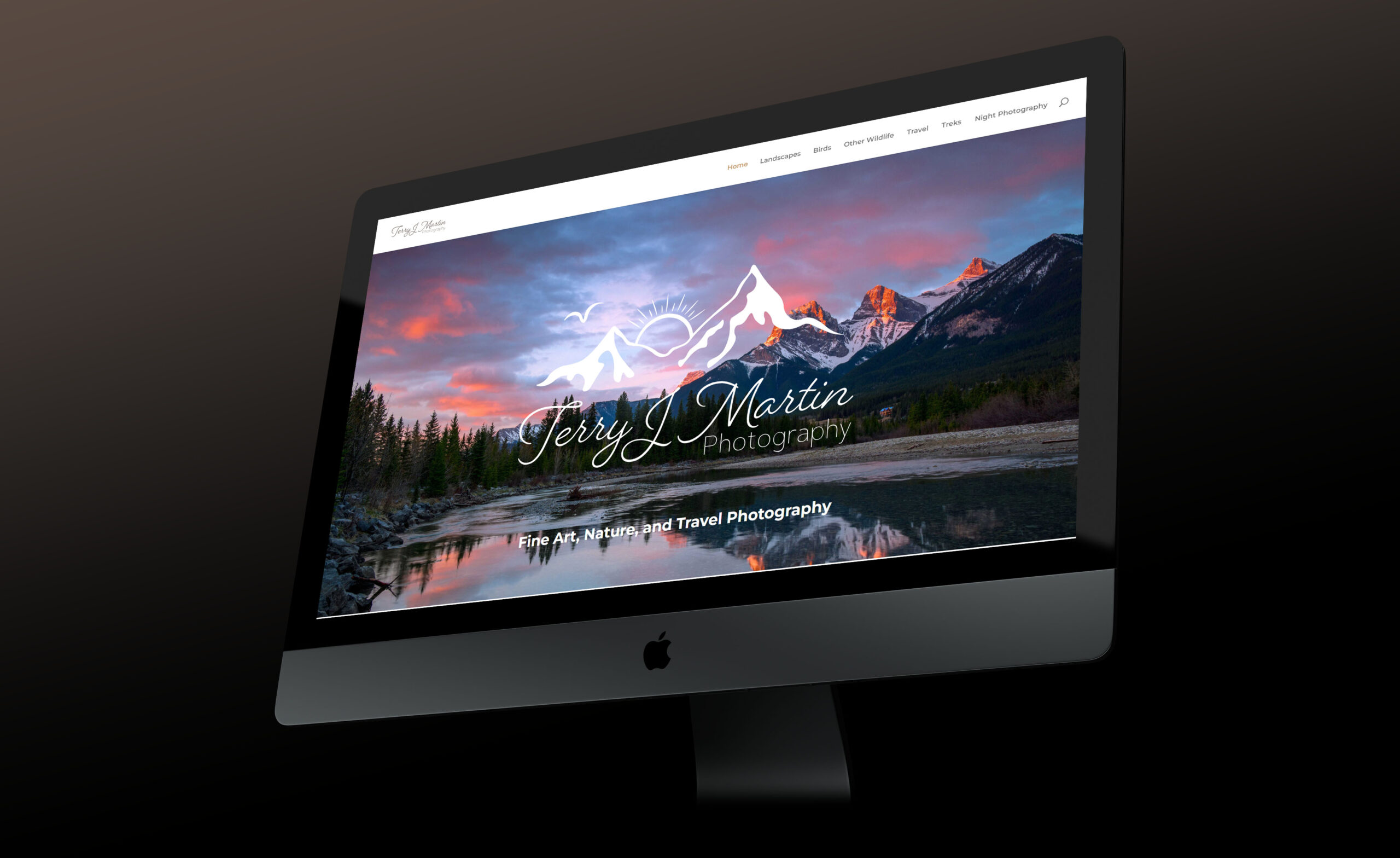 Terry J Martin Photography home paged mocked up on a desktop screen.