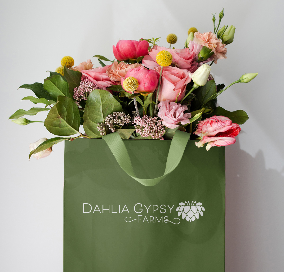 Dahlia Gypsy flower bag mockup